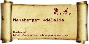Mansberger Adelaida névjegykártya